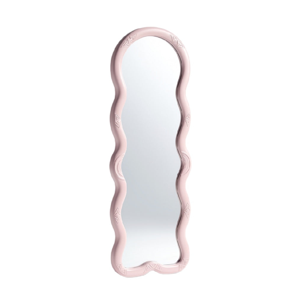 Modern Curved Pink Decorative Full-Length Mirror